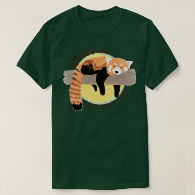 T-shirt Panda Rouge Lazy Ma superpuissance évite ma diffic (Design devant)