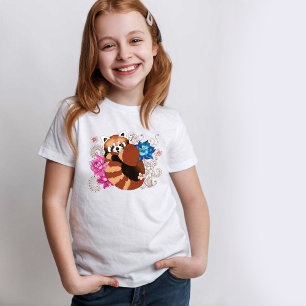 T-shirt Panda Rouge Lotus Fleurs Henné