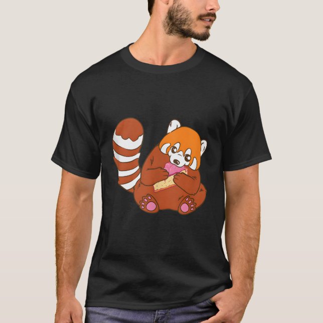 T-shirt Panda Rouge Manger Gâteau Doux Panda Rouge (Devant)