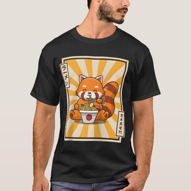 T-shirt Panda Rouge Manger Japonais Ra Kawaii Base Panda R (Devant)