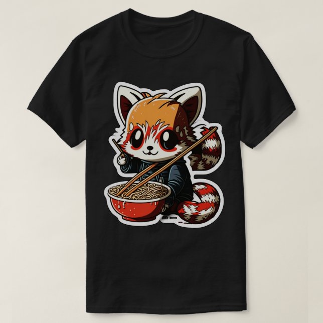 T-shirt Panda rouge mignon1 (Design devant)