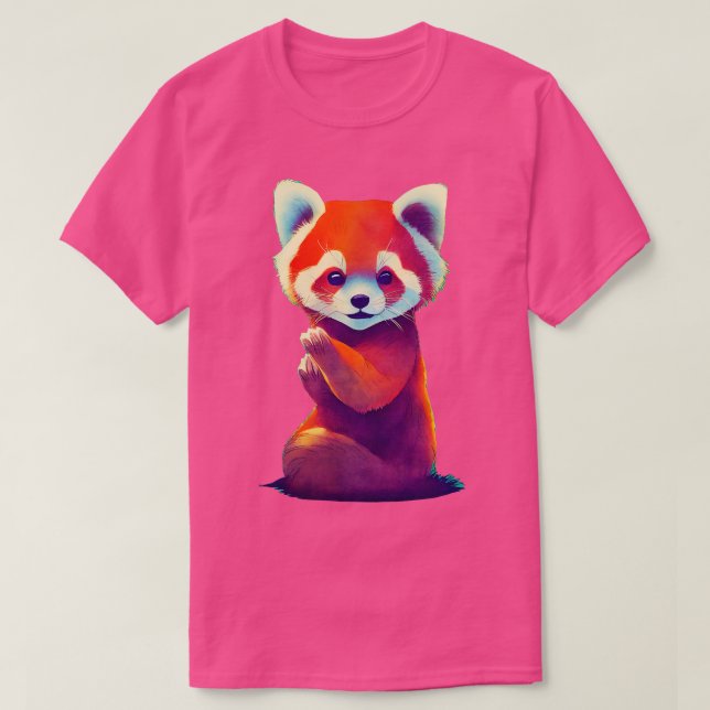 T-shirt Panda rouge mignon 14 (Design devant)