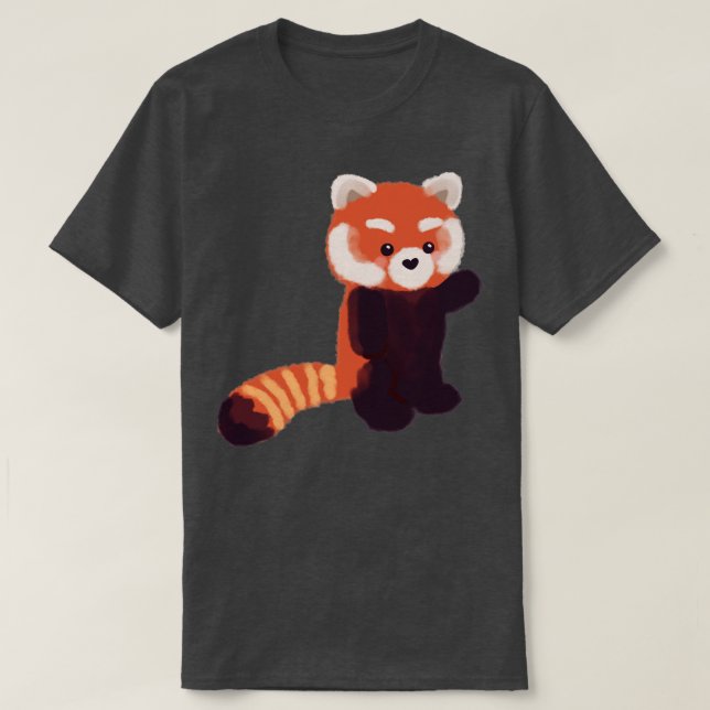 T-shirt Panda rouge mignon debout (Design devant)