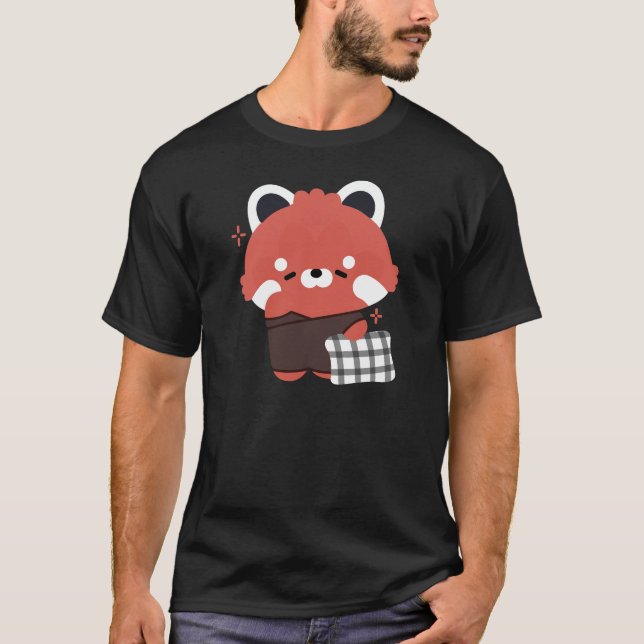 T-shirt Panda rouge mignonne dorée (Devant)