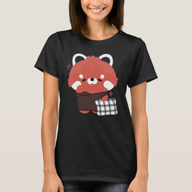 T-shirt Panda rouge mignonne dorée (Devant)