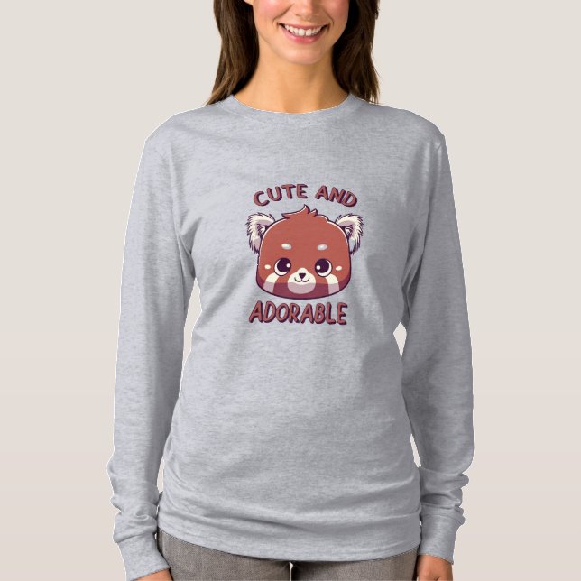 T-shirt Panda rouge mignonne et adorable (Devant)
