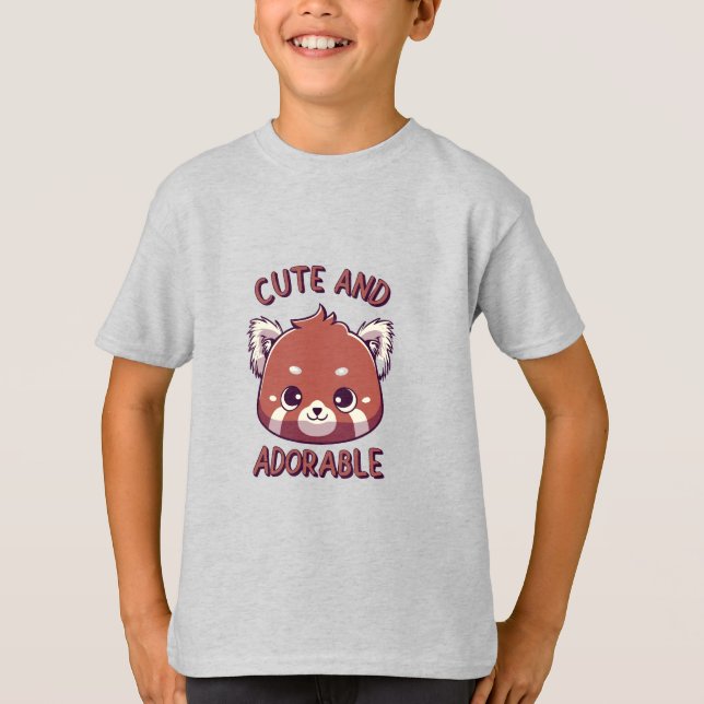 T-shirt Panda rouge mignonne et adorable (Devant)