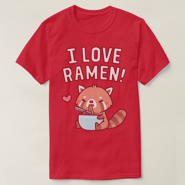 T-shirt Panda rouge mignonne I Lote Ramen (Design devant)