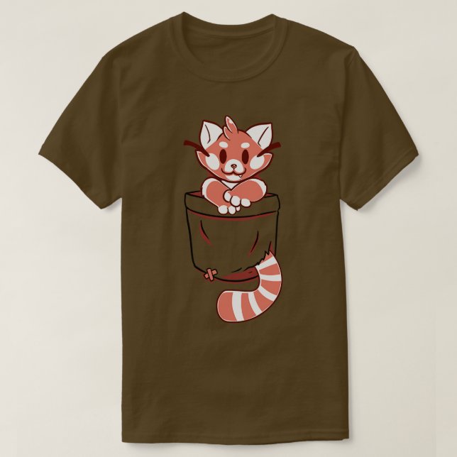 T-shirt Panda rouge Pocket Cute (Design devant)