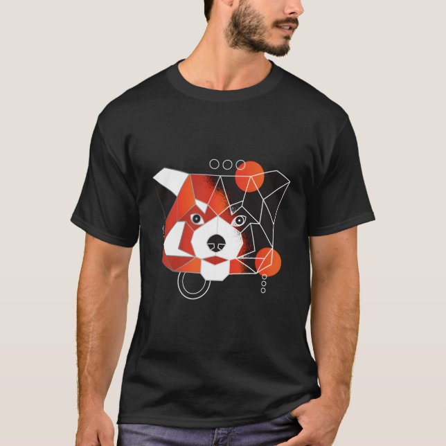 T-shirt Panda rouge polygone minimal (Devant)