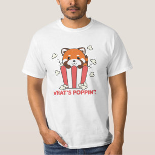 T-shirt Panda Rouge Popcorn Whats Poppin Funny