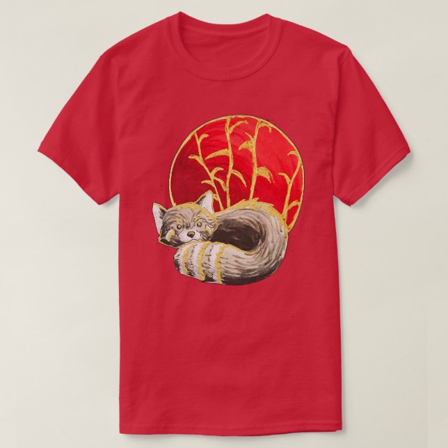 T-shirt Panda rouge près de Bamboo (Design devant)