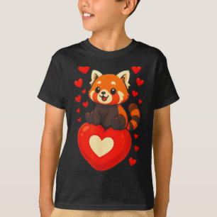 T-shirt Panda Rouge Saint-Valentin Romantique Dessin Animé