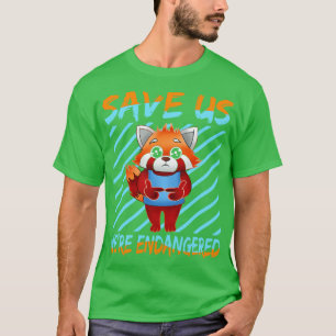 T-shirt Panda Rouge Sauvez-Nous Nous Sommes En Danger