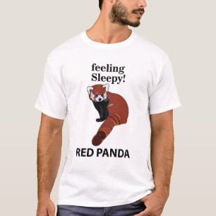 T-shirt Panda Rouge Sentant Sleepy Drôle Panda Rouge