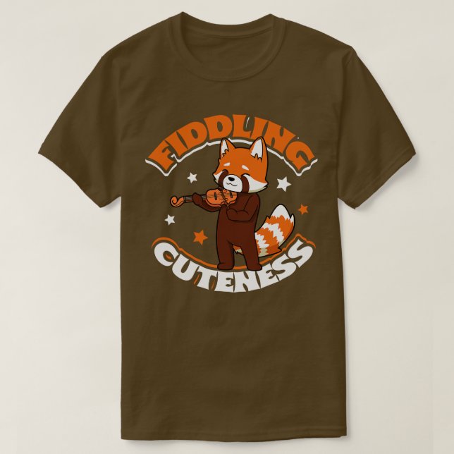 T-shirt Panda rouge sur violon (Design devant)