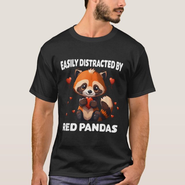 T-shirt Panda Rouge Tenant Un Rouge Il Est Facilement Dist (Devant)