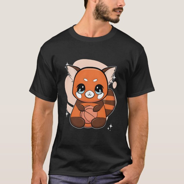 T-shirt Panda roux avec ballon de basket (Devant)