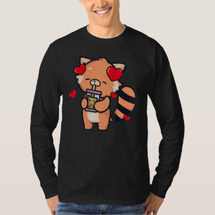 T-shirt Panda roux buvant du thé aux perles Pandas roux