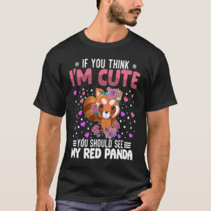 T-shirt Panda roux cœur Saint-Valentin Animal pour femmes
