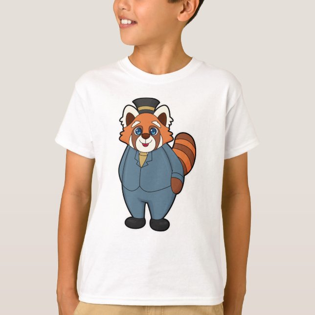 T-shirt Panda roux comme marié avec chapeau (Devant)