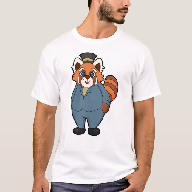 T-shirt Panda roux en marié avec chapeau (Devant)