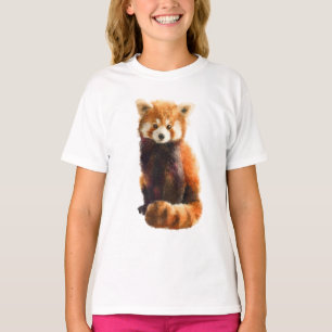 T-shirt Panda roux enfants aquarelle moelleuse