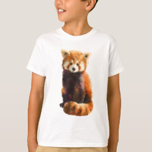 T-shirt Panda roux enfants aquarelle moelleuse