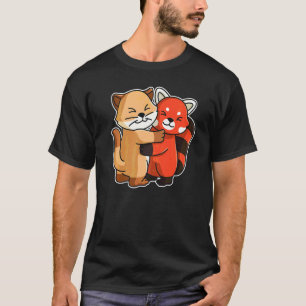 T-shirt Panda roux et chat Animaux mignons pour femmes Hu