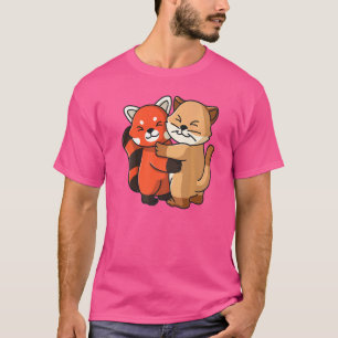 T-shirt Panda roux et chaton Animaux mignons du zoo s'étre