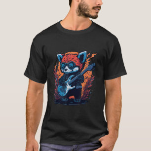 T-shirt Panda roux jouant de la guitare pour les passionné