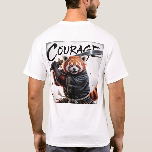 T-shirt Panda roux samouraï - Courage (Dos)