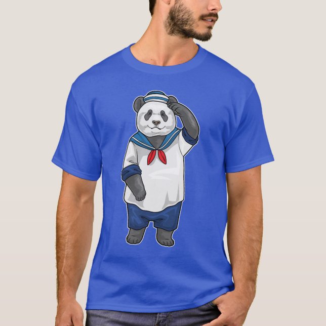 T-shirt Panda Sailor Sailor cap (Devant)