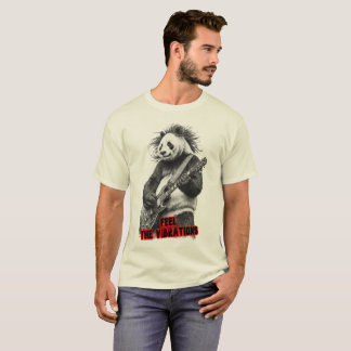 T-shirt Panda sauvage jouant du Rock & Roll sur un fond no