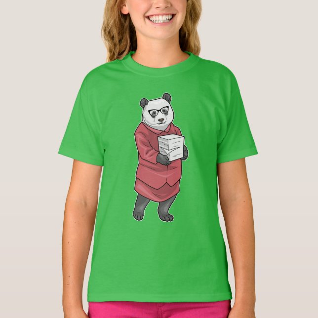 T-shirt Panda Secrétaire Stack de papier (Devant)