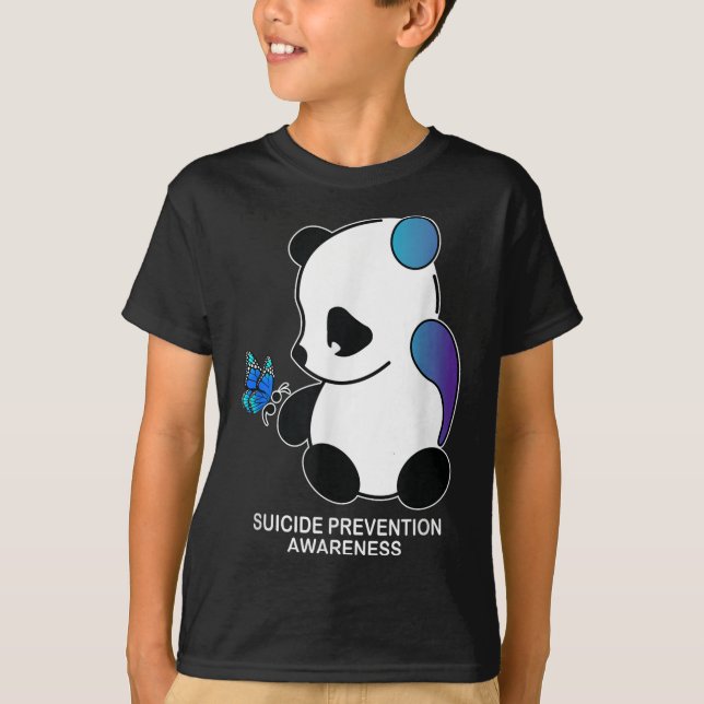 T-shirt Panda Semicolon Butterfly Suicide Prevention Aware (Devant)