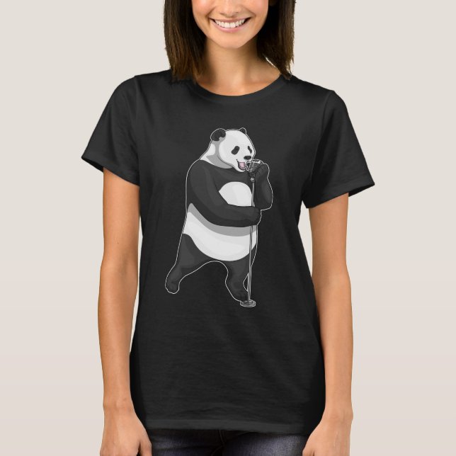 T-shirt Panda Singer Microphone (Devant)
