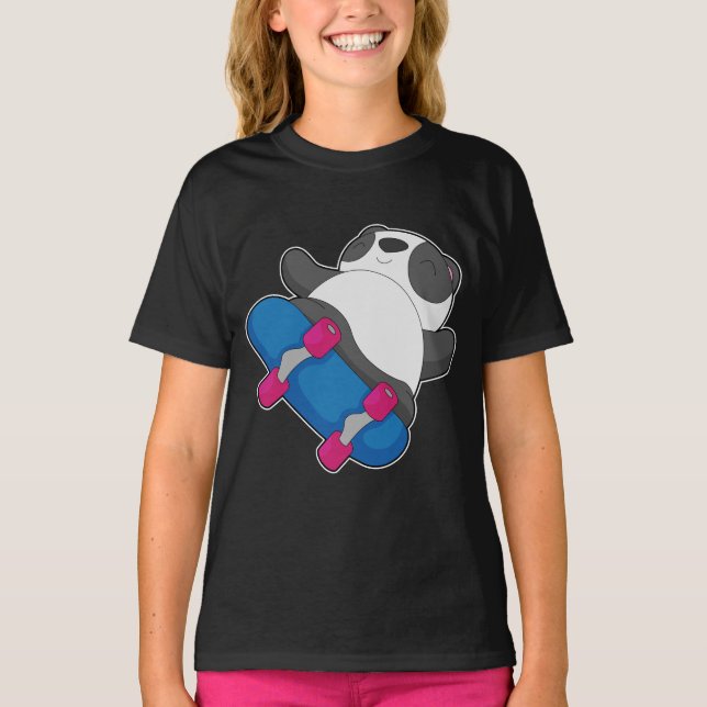 T-shirt Panda Skateur Planche à Roulettes Sports (Devant)
