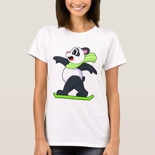 T-shirt Panda Snowboarder Snowboard Winter sports (Devant)