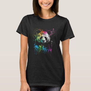 T-shirt Panda Splash Art Panda Rétro Amateur d'Animaux Cou