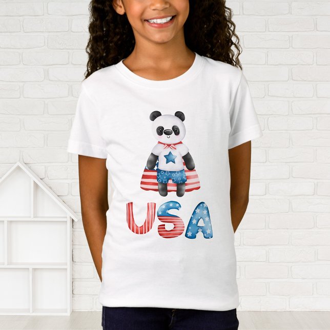 T-Shirt Panda Superhero Patriotique (Créateur téléchargé)