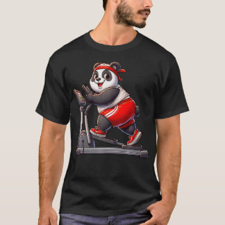 T-shirt Panda Sur L'Entraîneur Elliptique Salle De Fitness