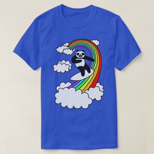 T-shirt Panda Surf arc-en-ciel (Design devant)
