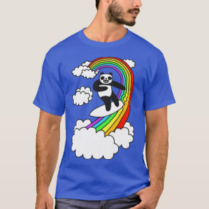 T-shirt Panda Surf arc-en-ciel