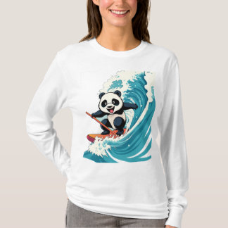 T-shirt Panda surfer une chemise à vague, Fun Surfing Pand
