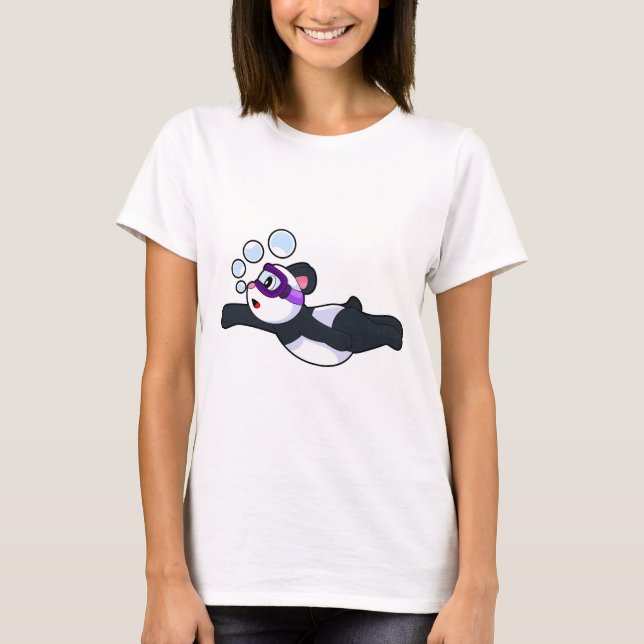 T-shirt Panda Swimming Swimming goggles Summer (Devant)