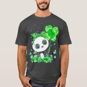 T-shirt Panda tenant des étoiles Shamrocks mignonne St pa