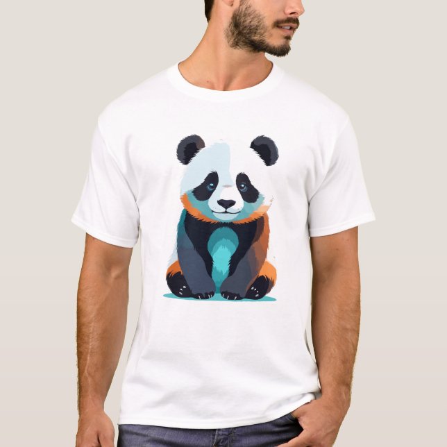 T-shirt Panda Vector Art avec des couleurs vives (Devant)
