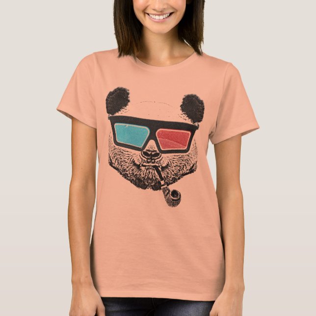 T-shirt Panda vintage lunettes 3D (Devant)