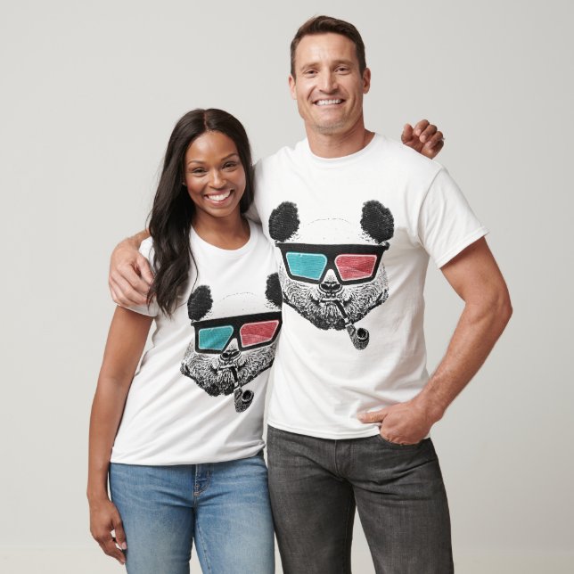 T-shirt Panda vintage lunettes 3D (Unisexe)